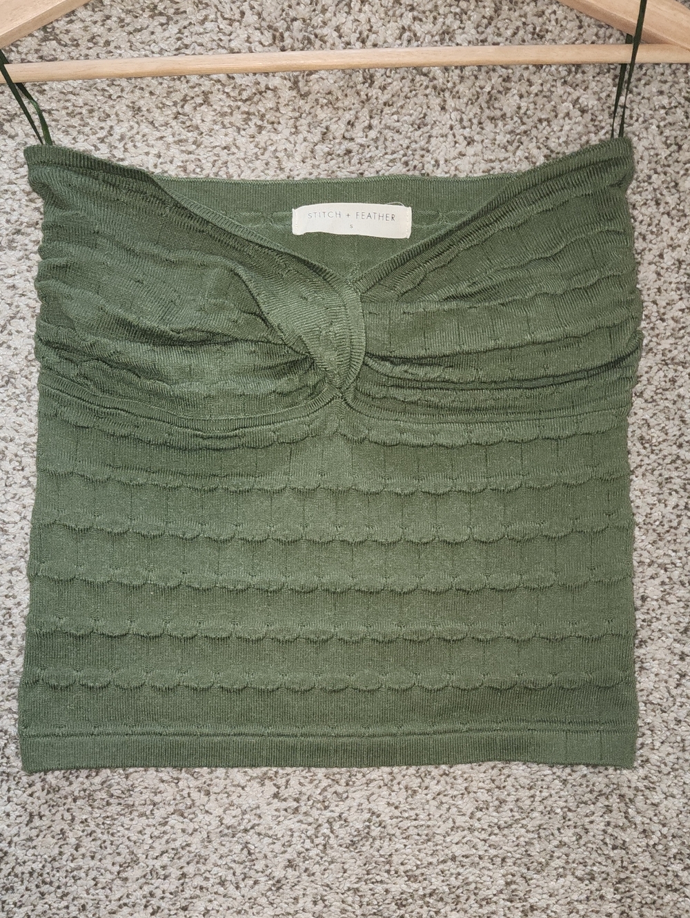 Olive Knit Strapless Top